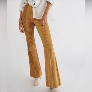 Free People Gold/Taffy Velvet Flare Pants size XS short length